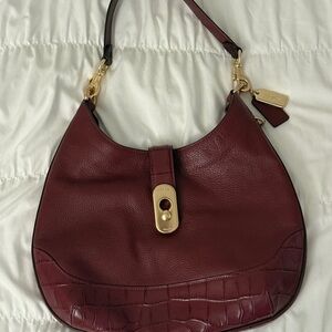 Coach Wine Red Leather Hobo Bag